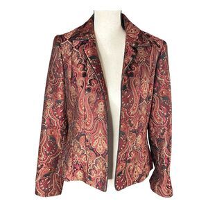 Vintage Giancarlo Ferrari Womens Tapestry Jacket Size 6 Open Front Paisley Boho‎